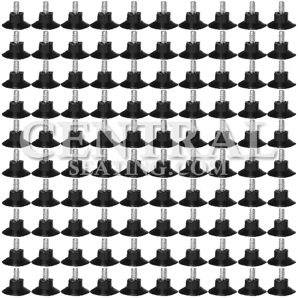 1"H Table Base Feet Leveler - 100-Pack Black Plastic Stabilizer Wedges - Adjustable Non-Slip Threaded Glides with Stainless Steel Screws 