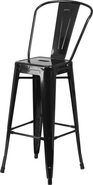 Classic Tolix Metal Bar Stool in Black SB781B