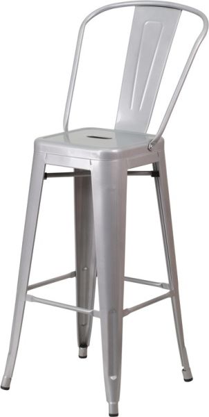 Classic Tolix Metal Bar Stool in Silver SB781S