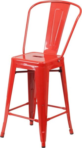 24"Seat Height Metal Tolix Counter Stool in Red SCB781R