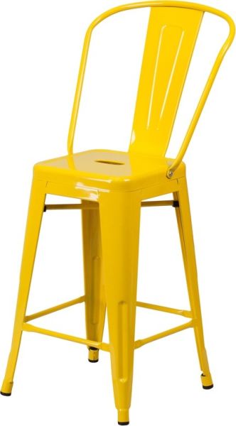 24"Seat Height Metal Tolix Counter Stool in Yellow SCB781Y