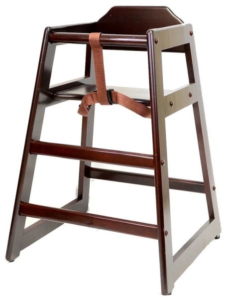 Kid's Wooden Restaurant High Chair in Mahogany Color WHC1M