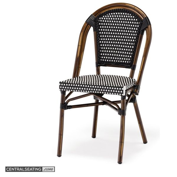 Aluminum Bamboo Patio Chair with Black & White Rattan Light Weight AC071