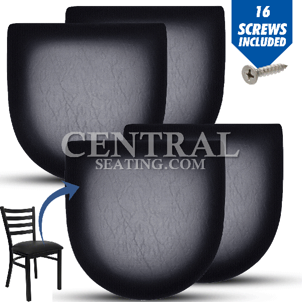 Restaurant Chair Cushion Seat Replacement for Metal Chairs, Set of 4 Black Vinyl