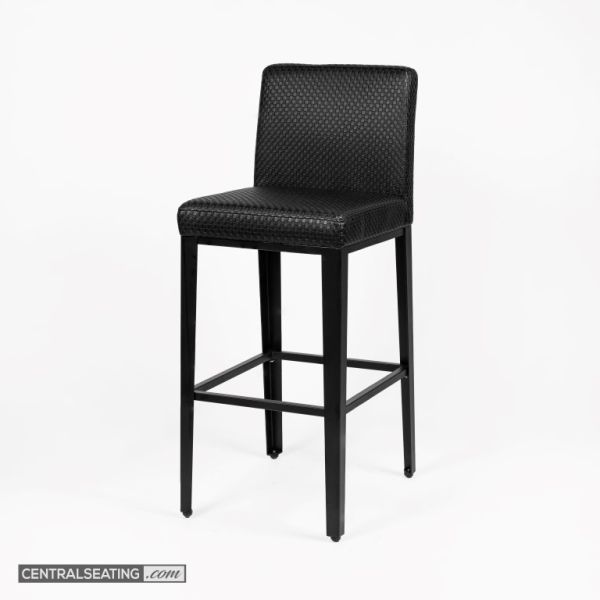 Sophisticated Black Italian-Inspired Leather Barstool