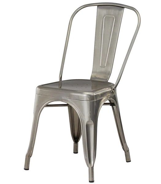 Classic Restaurant Tolix Style Chair in Silver Clear Coat Finish SC781SC