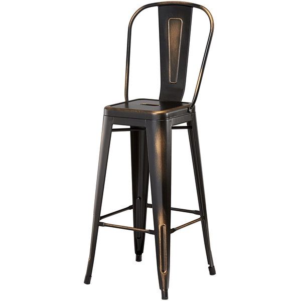 Classic Tolix Metal Bar Stool in Antique Black SB781AB