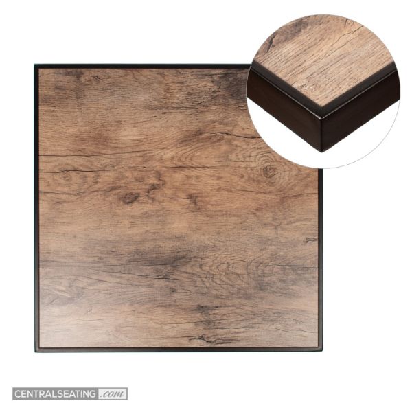 Weathered with Black Edge High Pressure Laminate Table and Base Set, TPT73WB