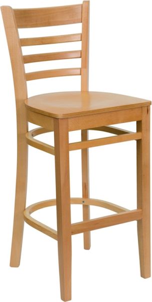 Elegant Wood Barstool | Natural Frame | Wood Saddle Seat  Commercial-Grade Construction