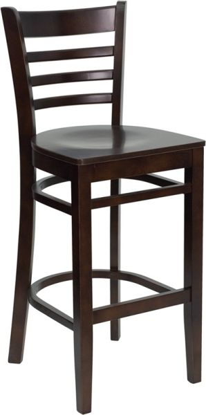 Elegant Walnut Wood Barstool with Wood Saddle Seat| Modern Design 