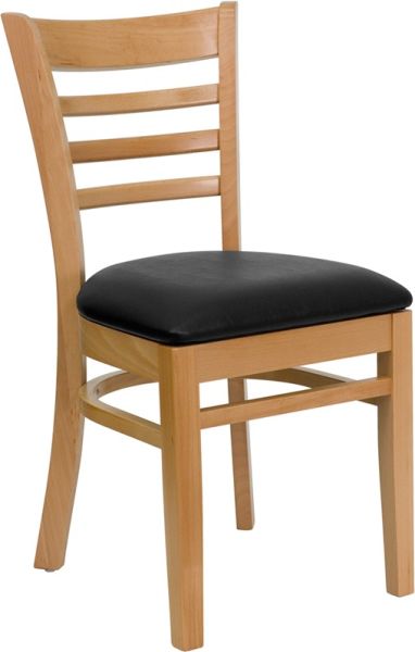 Wood Restaurant Chair | Solid Beechwood | Classic Design | Black Cushion Seat