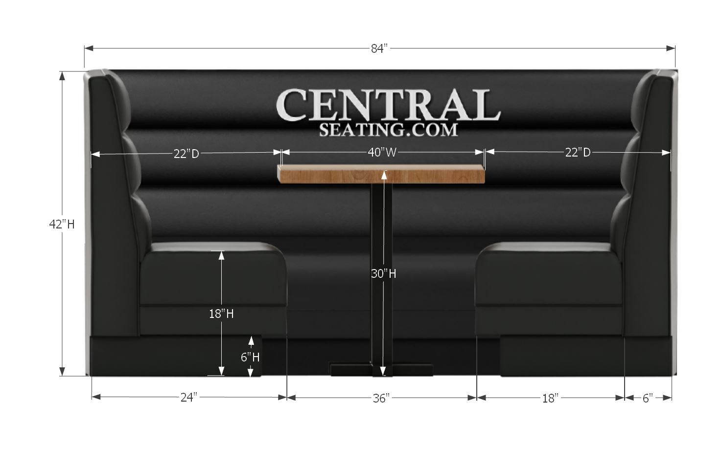 Inside space U Shaped Restaurant Booth Dimensions, Measurements, Specifications