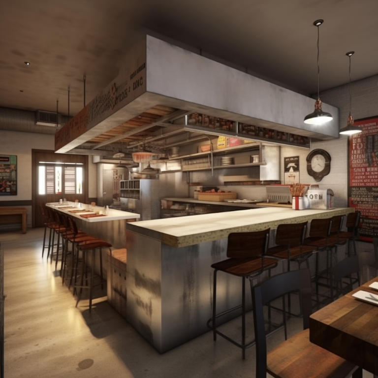 counter seating with an open kitchen restaurant