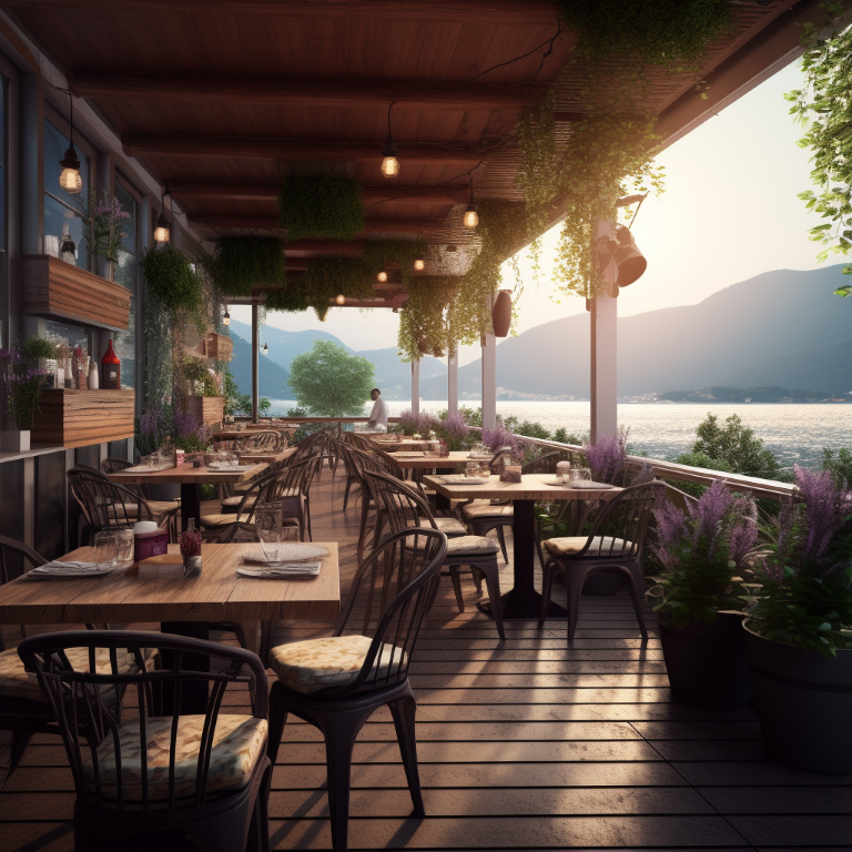 restaurant outdoor patio with a view