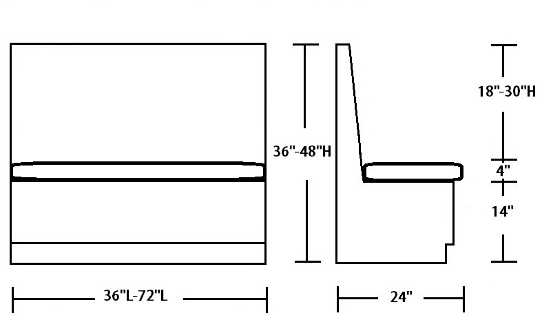 CUSTOM LAMINATED RESTAURANT BOOTH B1075 WITH CUSHION SEAT